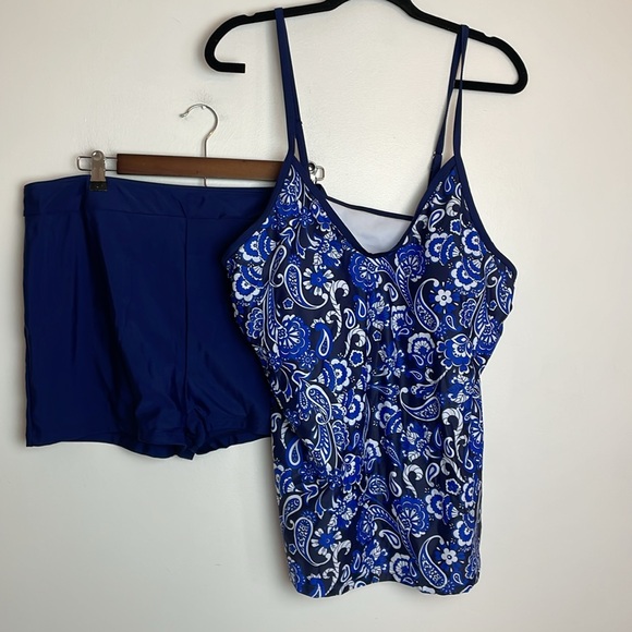 NWT Plus Size Women Vacation Paisley Printed Cami-Top & Boxer Shorts Bikini 4XL - Picture 5 of 6